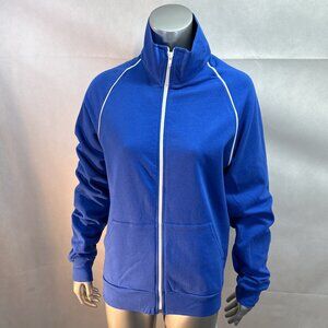 NWOT American Apparel Cotton Fleece Unisex Track Jacket Royal Blue w/White Trim